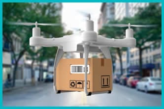 Drone delivery representing AI technology